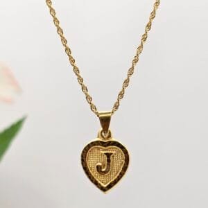 18K Gold Heart Alphabet Necklace