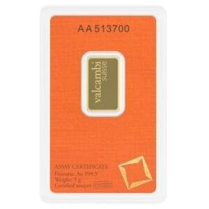 Valcambi Suisse 5 Grams Gold Bar 24KT